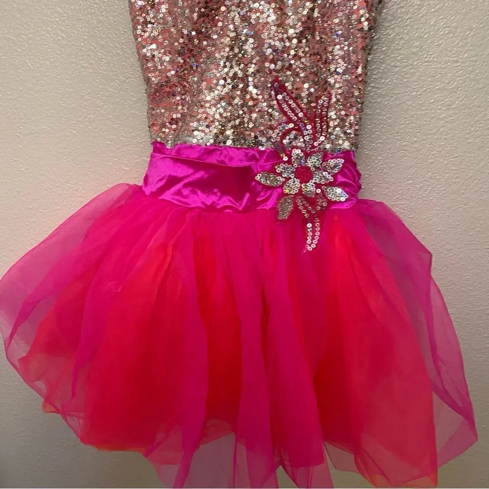 WEISSMAN Dance Costume tutu dress hot pink Girls Just Wanna Have Fun 9142 AS